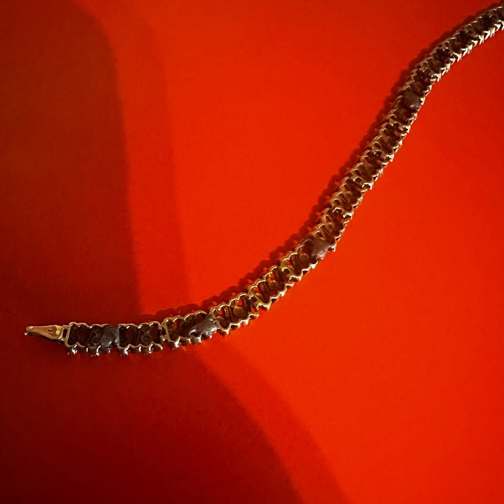 Diamond Tennis S Bracelet Solid 10k Gold - Picture 4 of 11